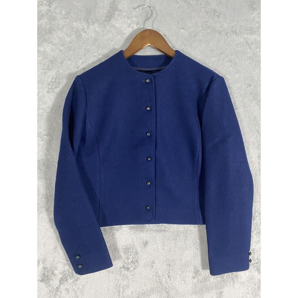 Vintage‎ Pendleton Jacket Womens Size 10 Blue 100% Wool Cropped Button Up USA
